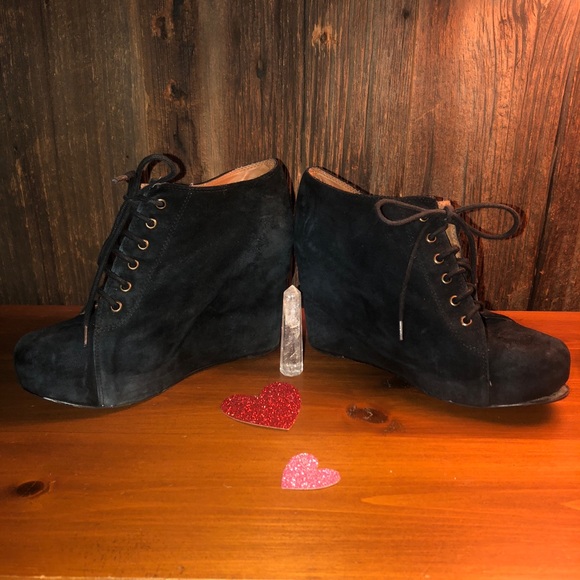 Jeffrey Campbell suede 99 Tie Wedge Booties - Picture 1 of 4